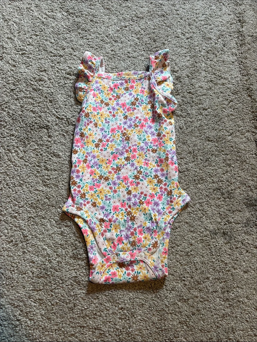 jumping beans Floral Ruffle-Strap Bodysuit - Pink, Yellow, Green, Purple
